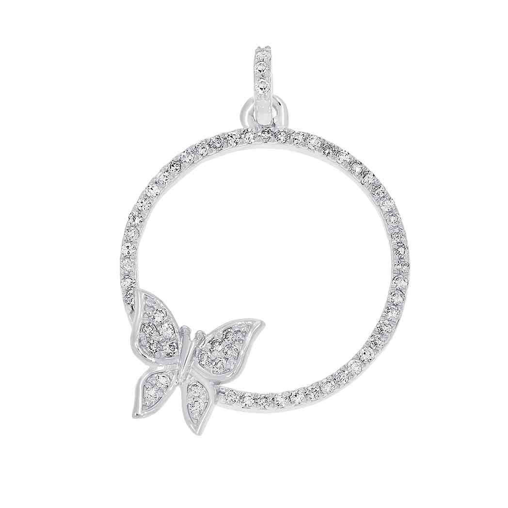 Diamond Butterfly Circle Pendant PD31640A